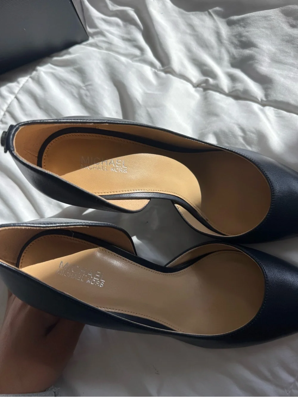 Michael Kors Navy Pointed Toe Leather Stiletto Pumps